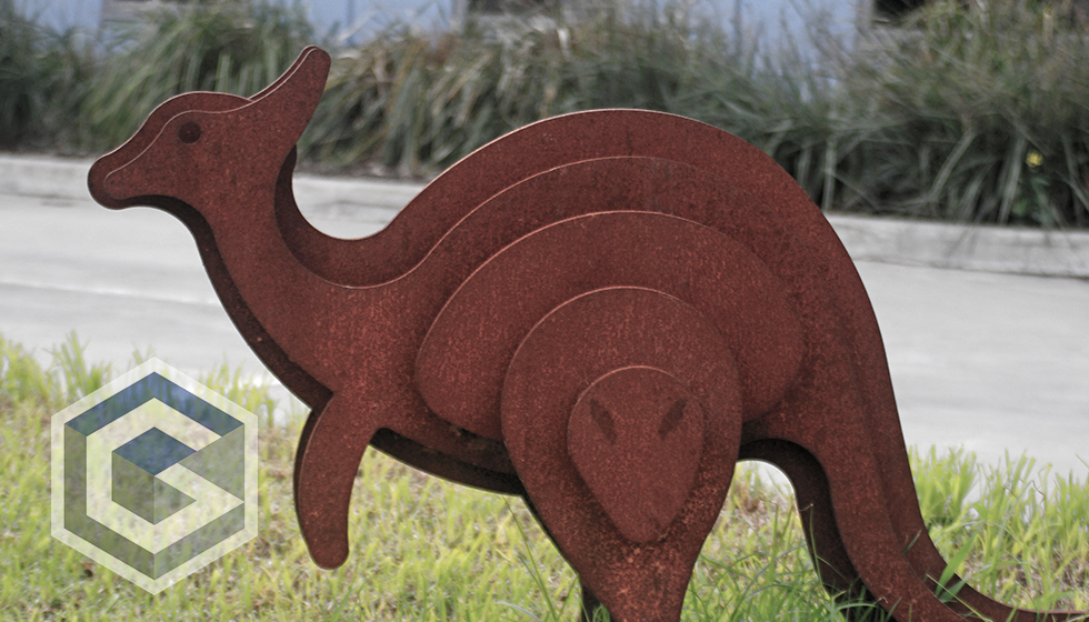 Laser Cut Metal Kangaroo Sculptures, Laser Cut Metal Garden Art Animals